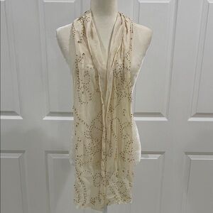 Elegant Cream Gold Beaded Scarf NWOT